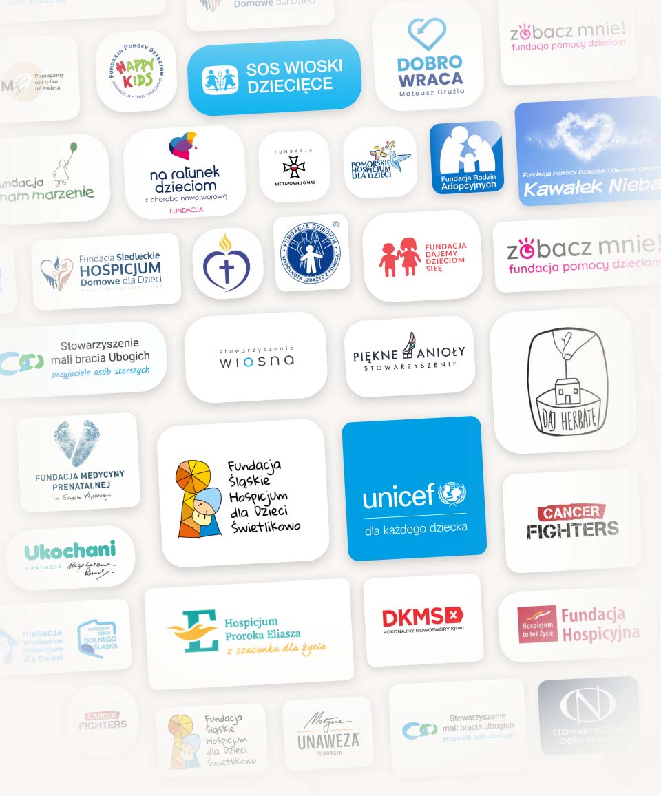 Logotypy organizacji, które już założyły profil na Siepomaga.pl