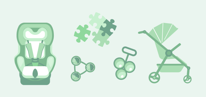Fotelik samochodowy, wózek dziecięcy, zabawki